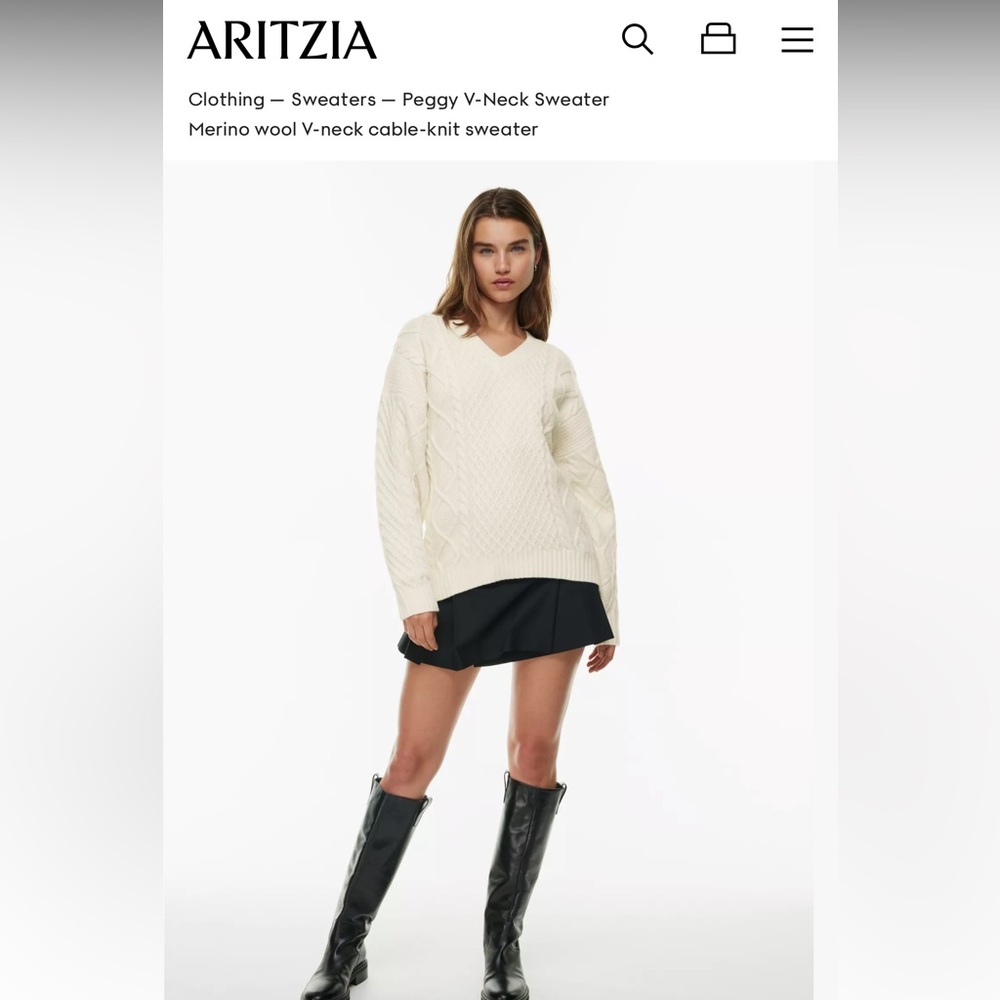 Aritzia Peggy Sweater in Whisper White (XS)